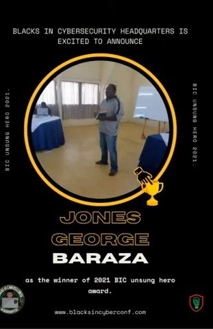 I am excited to be the recipient of the "Unsung Hero" award courtesy of <a href="/BlackInCyberCo1/">Blacks In Cybersecurity</a>. This award serves as a motivation to me to keep my eyes on the target &amp; help impact the community. Thank you <a href="/BlackInCyberCo1/">Blacks In Cybersecurity</a> &amp; the BIC community 🙏🏾