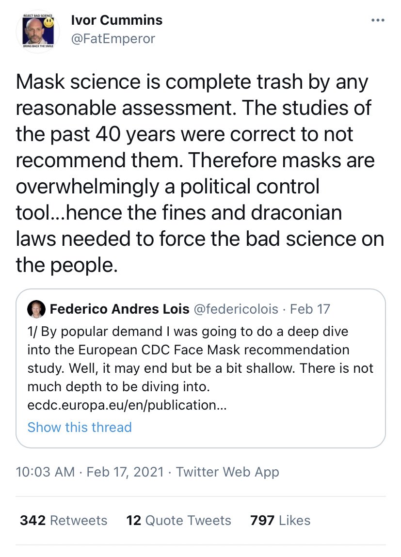 Of course the older evidence against masks was always there ...one could be tempted to think the switch in thinking was more to do with being contrarian / fitting in with a certain crowd than based on science ...