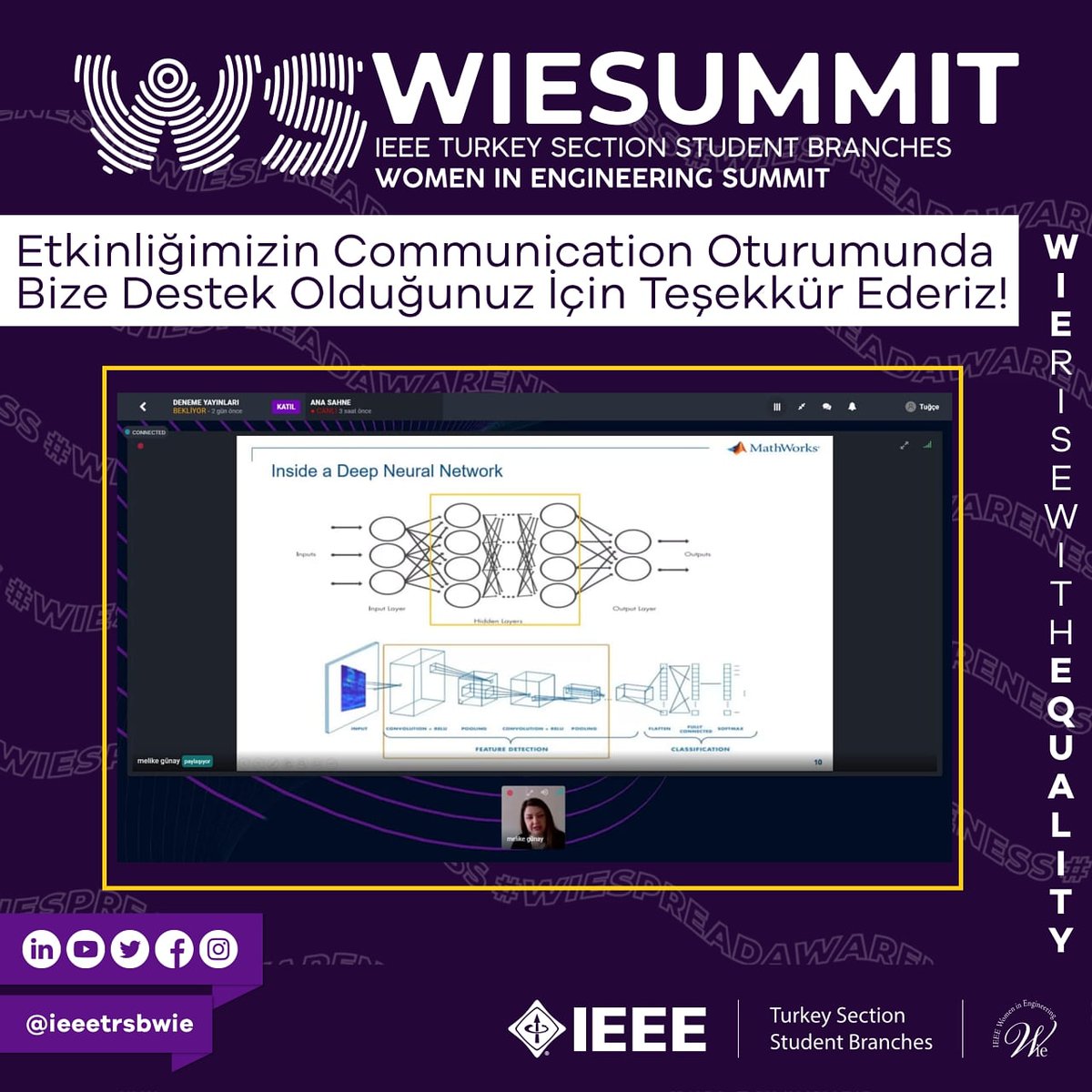 ieeetrsbwie's tweet photo. IEEE TRSB WIE WIESUMMIT Konferansımızın Communication oturumunda bize destek olduğu için Melike Günay’a teşekkür ederiz. 💜 

#ieee #ieeetrsb #wiespreadawareness #wierisewithequality #wielead https://t.co/1I9q2xkYxp