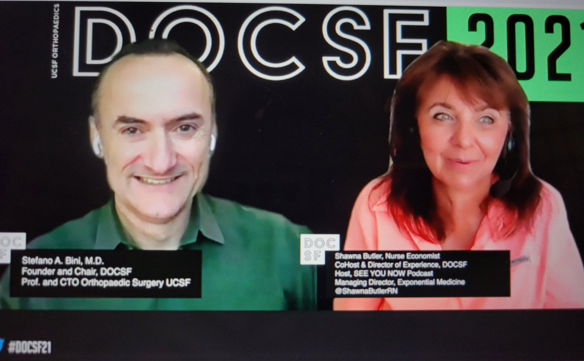 HealthCareGuru's tweet image. &quot;From mushrooms to sensors&quot; @ShawnaButlerRN introduces wearable sensors session @theDOCSF #docsf21 with Stefano Bini, MD 

#healthsensors #DigitalHealth