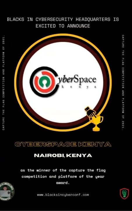 All gather around. Guess who is the winner of the CTF Competition &amp; Platform award courtesy of <a href="/BlackInCyberCo1/">Blacks In Cybersecurity</a>? Yours truly of course 😉. Thanks to our team <a href="/JonesBaraza/">Jones Baraza</a> <a href="/yawe1337/">yawe</a> @jimmwayans <a href="/LadhaAleem/">Aleem Ladha</a> <a href="/Amarjit_Labu/">Labman</a> <a href="/BRIGHTZEED/">Bright Mawudor,PhD</a>. We are honored.