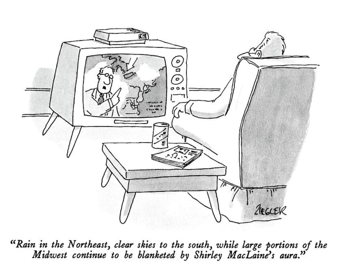 Happy birthday Shirley MacLaine!
A great cartoon by Jack Ziegler, March 30, 1987 
