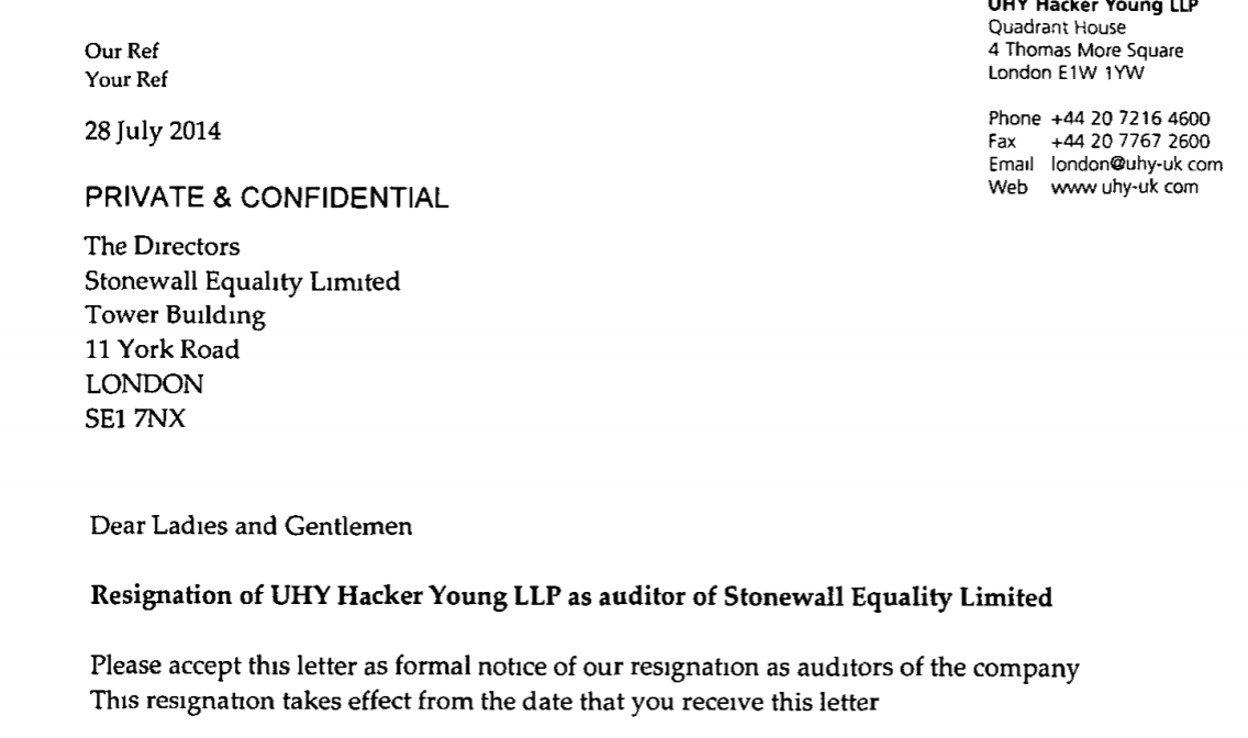 On an unrelated note, Stonewall's auditor resigned six months earlier in July 2014.