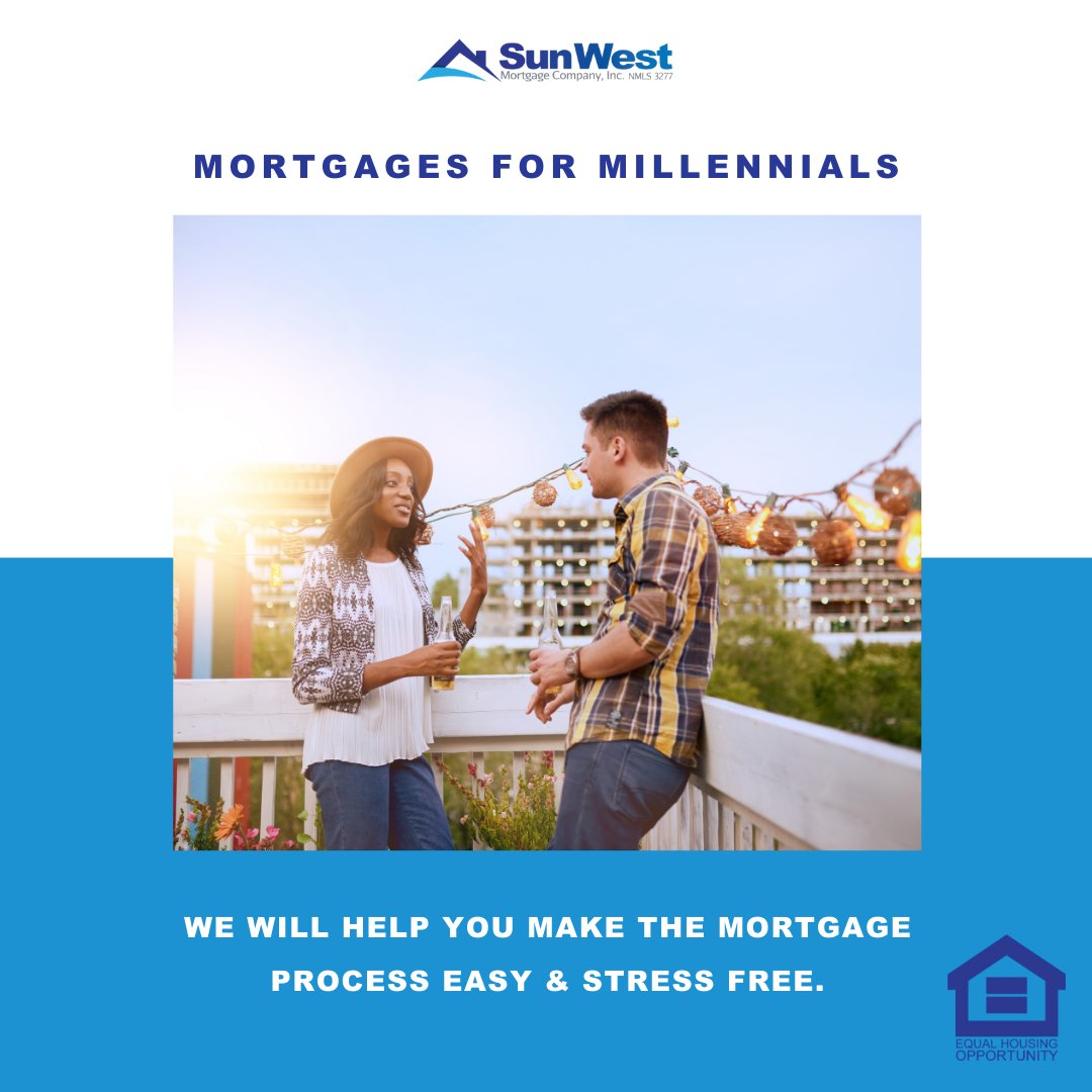 dgamechangers's tweet photo. Sun West has mortgages that fit all ages. First time home buyer? Let us help! Contact us today.  #SunWest #Millennials https://t.co/AWI2iGGIVN