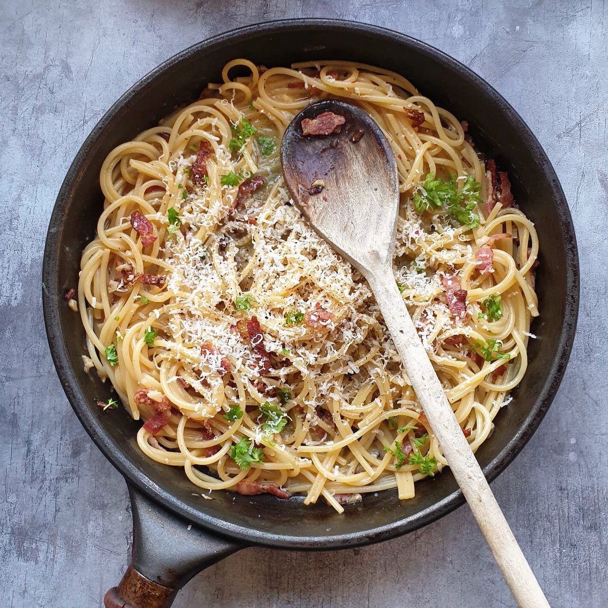 TroutsBistro's tweet photo. A Saturday treat of an authentic #spaghetti #carbonara taking us back #Italian holidays. 

#Italy #spaghetticarbonara #pasta https://t.co/zTVcbhKFEn
