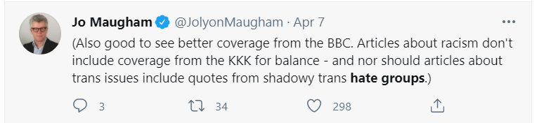 You'd think Foxboy would care about this, given his claims to campaign against corruption and for transparency.Instead, he's accusing the LGB Alliance of being a "shadowy trans hate group"