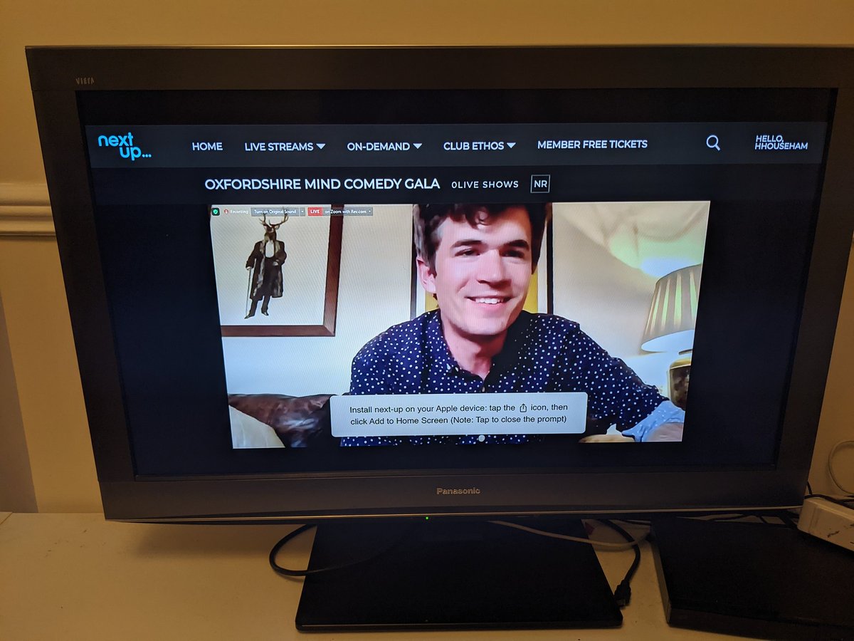 <a href="/IvoGraham/">Ivo Graham</a> takes the stage on the @OxfordshireMind Comedy Gala definitely not being distracted by the chat 😉 'not glamorous but I am safe'