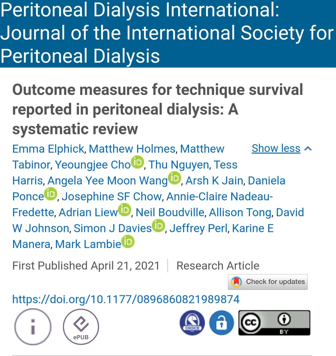 PDI_Journal's tweet photo. #OnlineFirst Alert - #SystematicReview on technique survival in #PeritonealDialysis #openaccess
✍️: @emazel90 @markrlambie
🔗: https://t.co/EZINuz5dVW
🎯: Substantial heterogeneity in definitions. Standardized measures for reporting #techniquesurvival in PD are needed. https://t.co/L0v4SC2I8U