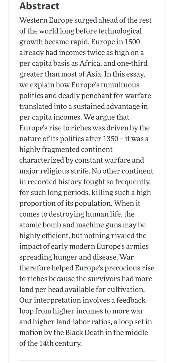 ... got *a lot* bigger between 1500 and 1800.There’s an excellent economic history paper from Voigtländer & Voth on the role of warfare in explaining the divergence between Europe and China. It’s even available free online.  https://pubs.aeaweb.org/doi/pdfplus/10.1257/jep.27.4.165