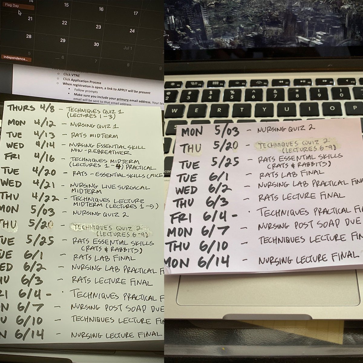 MZA_NYC's tweet image. The picture is a little wonky, but the list is HALF AS LONG!!! I made it this far, and that’s made me feel good about seeing this thing to the end. #vettechstudent
