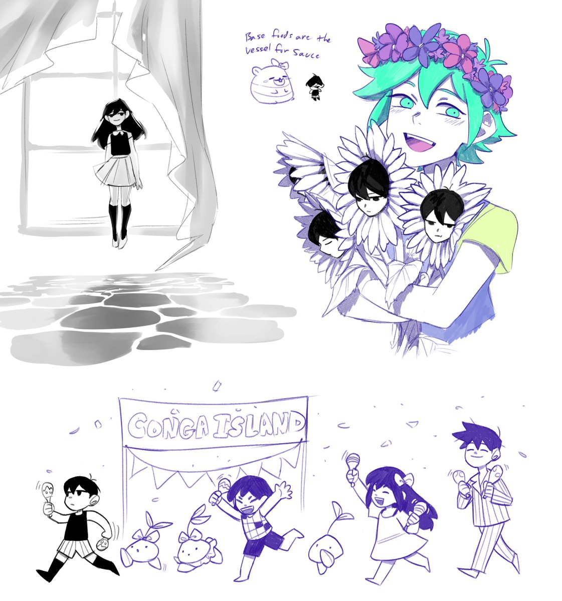 more omori sketches i did as i was playing the game ? 