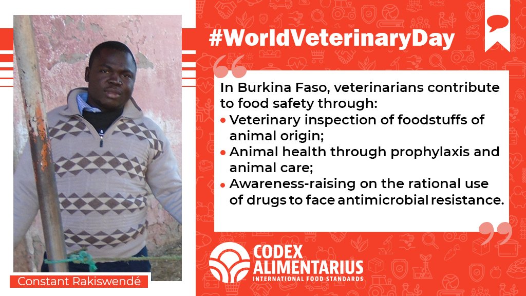  | "In  veterinarians contribute to  #FoodSafety by raising wareness on the rational use of drugs to face  #AntimicrobialResistance".- Constant Rakiswendé #WorldVeterinaryDay