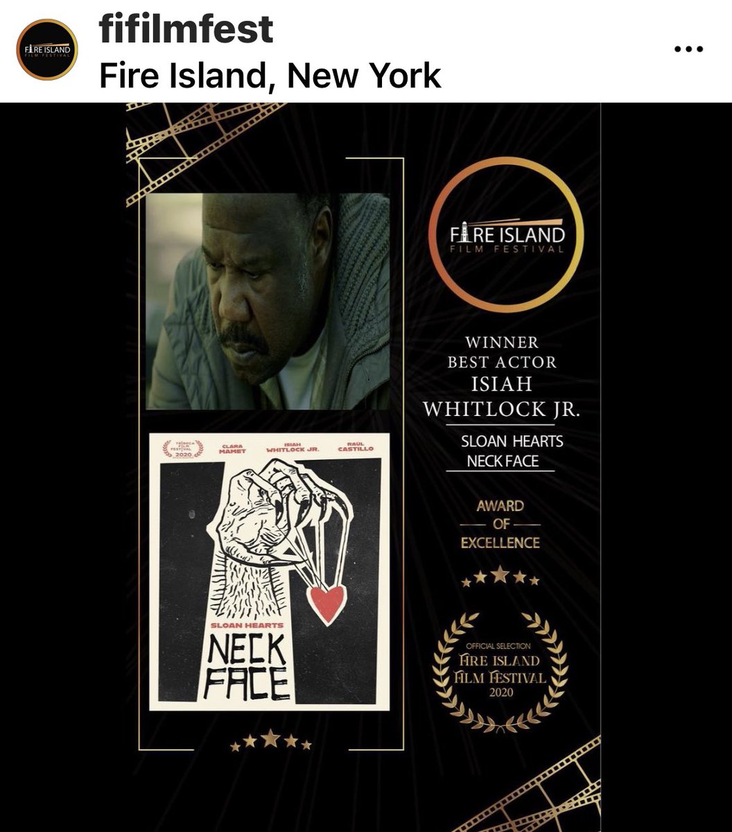 LevityDept's tweet photo. Congratulations to @IsiahWhitlockJr. and Clara Mamet — winners of the Best Actor and Best Actress awards at Fire Island Film Festival for their performances in #SloanHeartsNeckface. https://t.co/cR5GWKNZyY