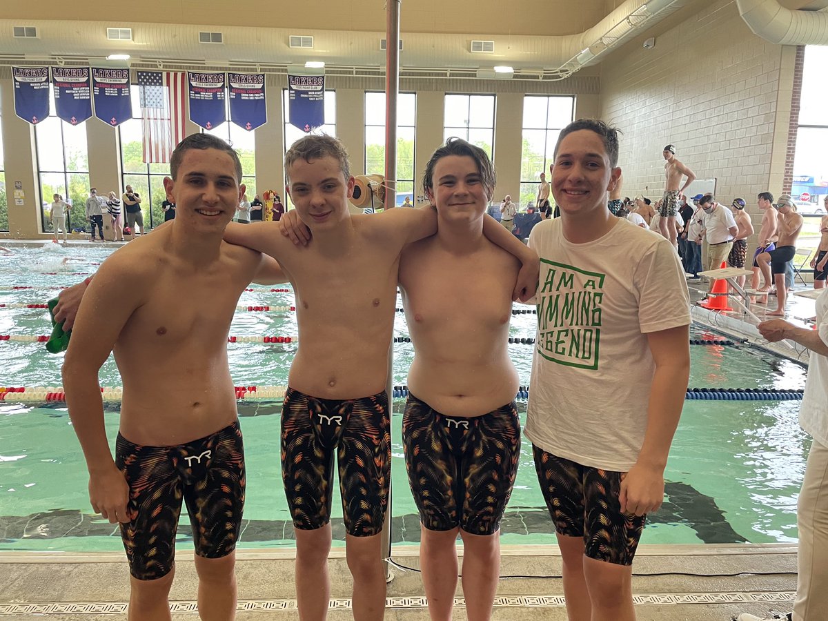 MeadeSwim's tweet photo. These boys finished their season with an all time best in their 400 Free Relay! They shaved 5 seconds today and @Medleyswim anchored us home with a personal best of a 51:81 in his final swim as a Greenwave! What a way to go out! 💚@MEADECOUNTYHIGH https://t.co/Cd6HUEqNhZ