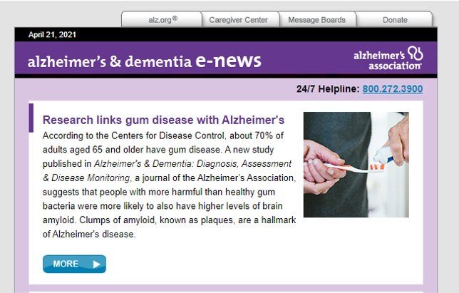 All published within few weeks, this from a paid newsletter of Alzheimer's Association: