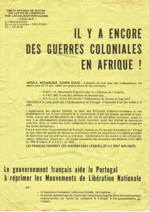 En France, des militants portugais et français dénoncent les armes fournies au Portugal (on répond avec le prétexte habituel : les emplois que ces usines d’armes génèrent…) 8/