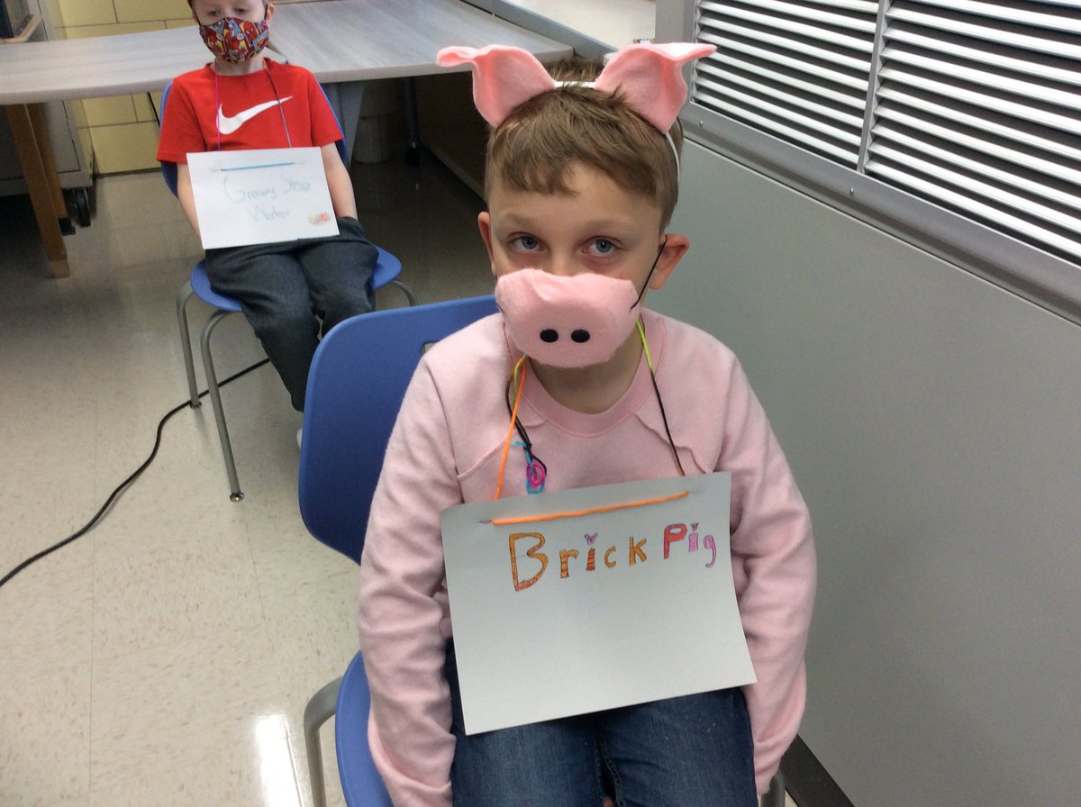 swalkerhood's tweet photo. A pig, a rabbit,  grandma wolf, and grandpa wolf.... The True Story of the 3 Little Pigs presented by Mrs. S’s students! Kudos! Hooves Up!🤠👍💙#fbmccordmustangs #burbank111 https://t.co/RYCe95C0ve