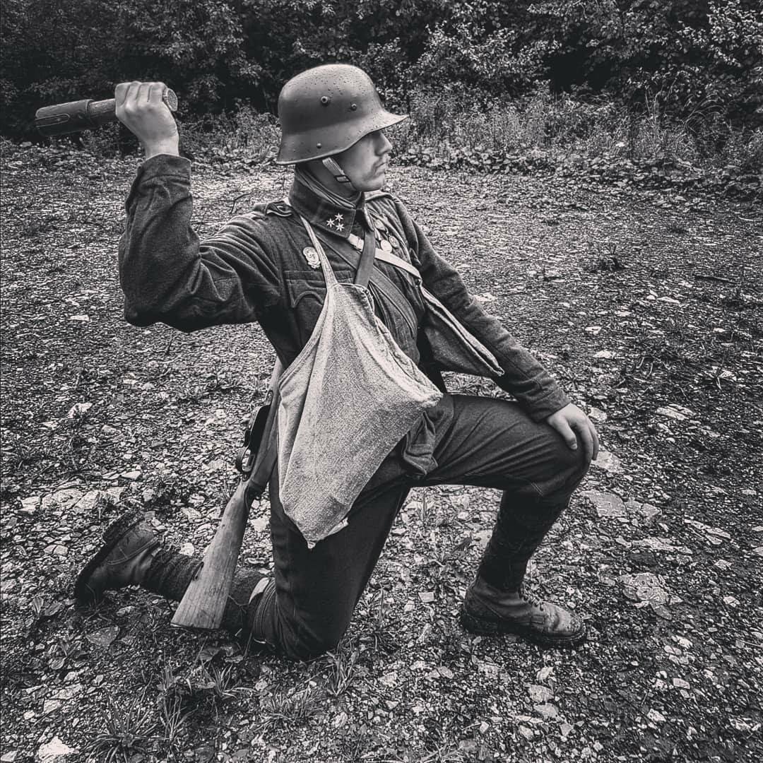 Reenactment of the battle of Caporetto (b&w)