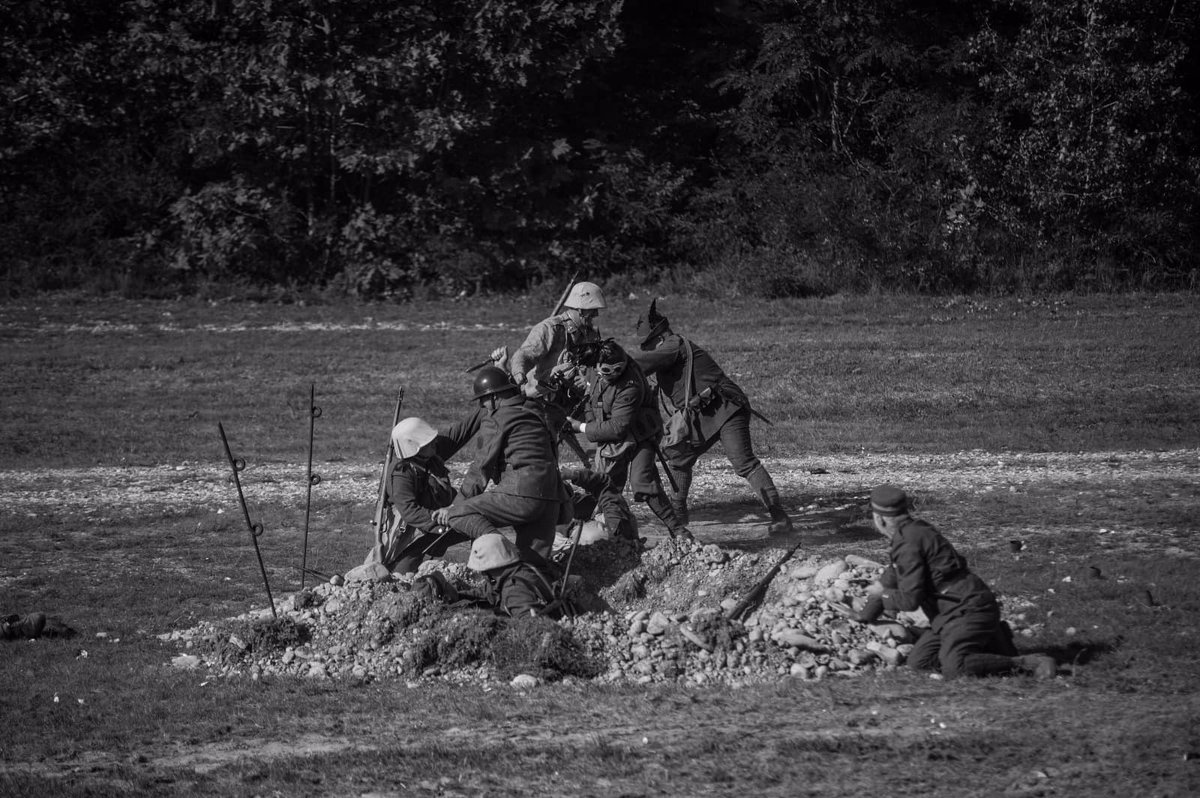 Reenactment of the battle of Caporetto (b&w)