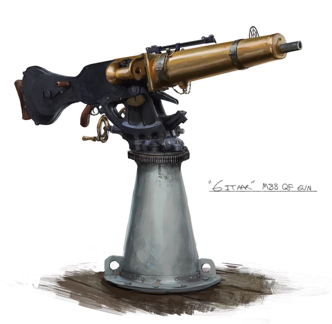 Concept art of an Endrish "Gitaar" Quick-Firing 20mm Gun Model of 1888. 