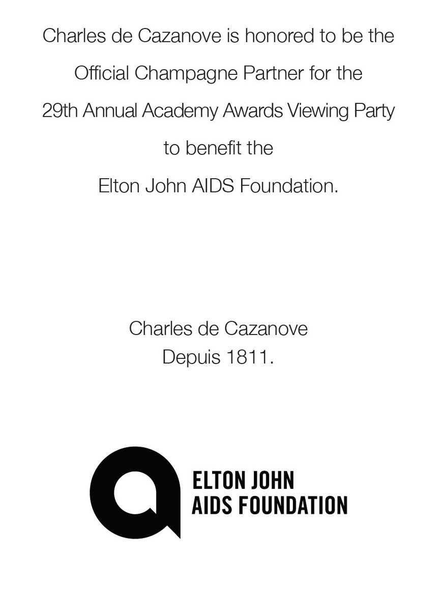 Very excited to have our client Champagne Charles De Cazanove selected as the Official Champagne Partner for the 29th Annual Academy Awards Viewing Party to benefit the Elton John AIDS Foundation #charlesdecazanove #charlesdecazanovechampagne <a href="/adorecreative/">Adore Creative</a> #champagne #oscars