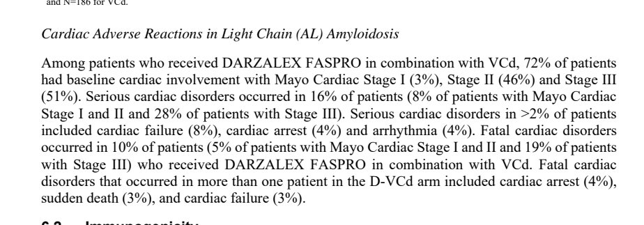 If you read further in the fine print, in ANDROMEDA there was a slight imbalance in the risk of arrhythmias. The FDA label does not dive into the specifics of why they are emphasizing the adverse cardiac events in the dara arm instead of comparing it to the VCd arm.