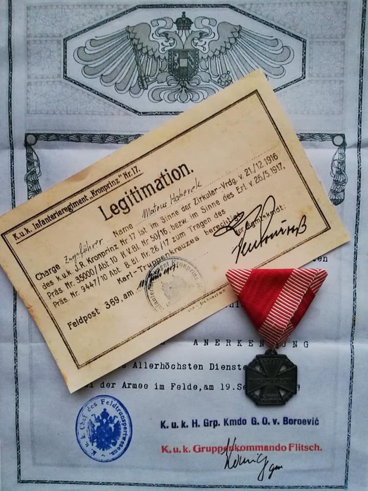 And for the end of this thread;The well made replica of award documents for a Karl-Truppenkreuz (Karl Troop Cross)