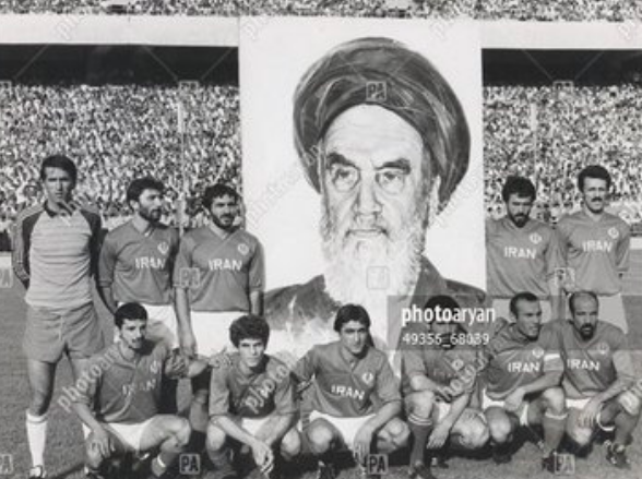 In the same extract she claims the Chador and the beard were mandatory following the revolution.They were of course, not. I'm sure you might know, but if you don't, here's my favourite bit of evidence. The Persepolis football team in the early '80s, the later '80s and '90s