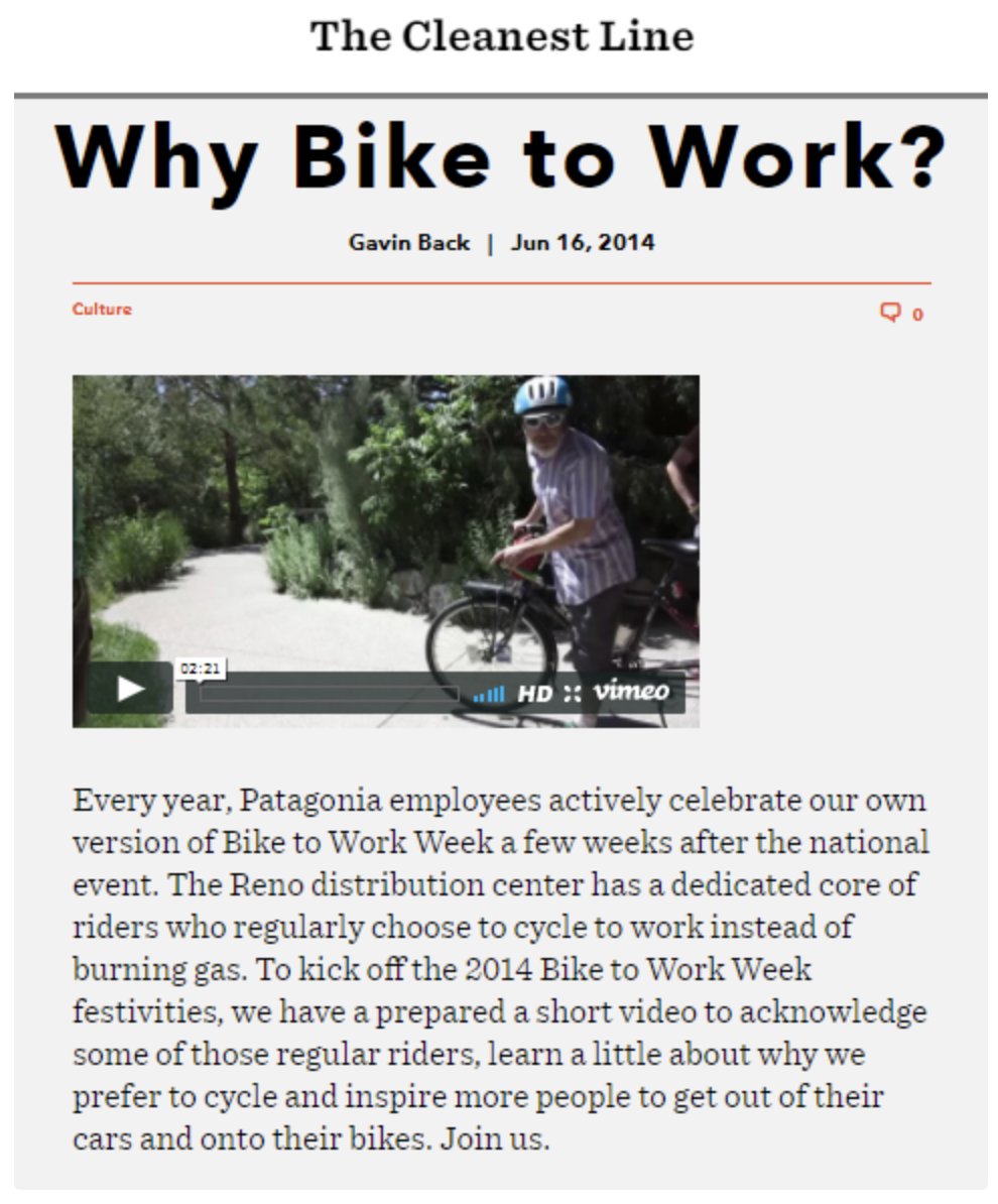6. Employee Generated ContentEmployees are Patagonia’s best brand advocates.They constantly highlight the folks building the company.How?They publish A TON of content on their “corporate” blog about their employees and how they embody the eco-friendly lifestyle brand.