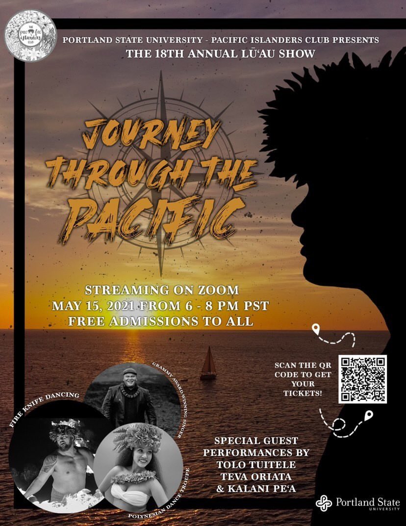 Our 18th Annual Lū`au Journey Through The Pacific is streaming via Zoom on May 15th from 6-8pm PST! 🌞

Featuring Grammy-award winning artist Kalani Pe`a, fire knife performer Tolo Tuitele, &amp; Polynesian dance troupe Teva Oriata! ✨

SCAN THE QR CODE to get your free tickets! 🌴🎟