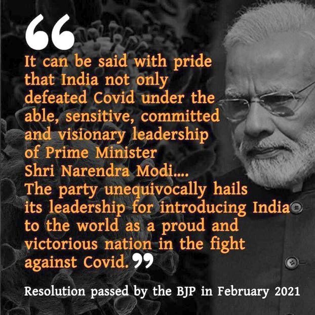 8) Modi is the ‘dear leader’ who also once was hailed for his “visionary leadership” for making India a “victorious nation in the fight against COVID”. This is dystopian 1984 shit.