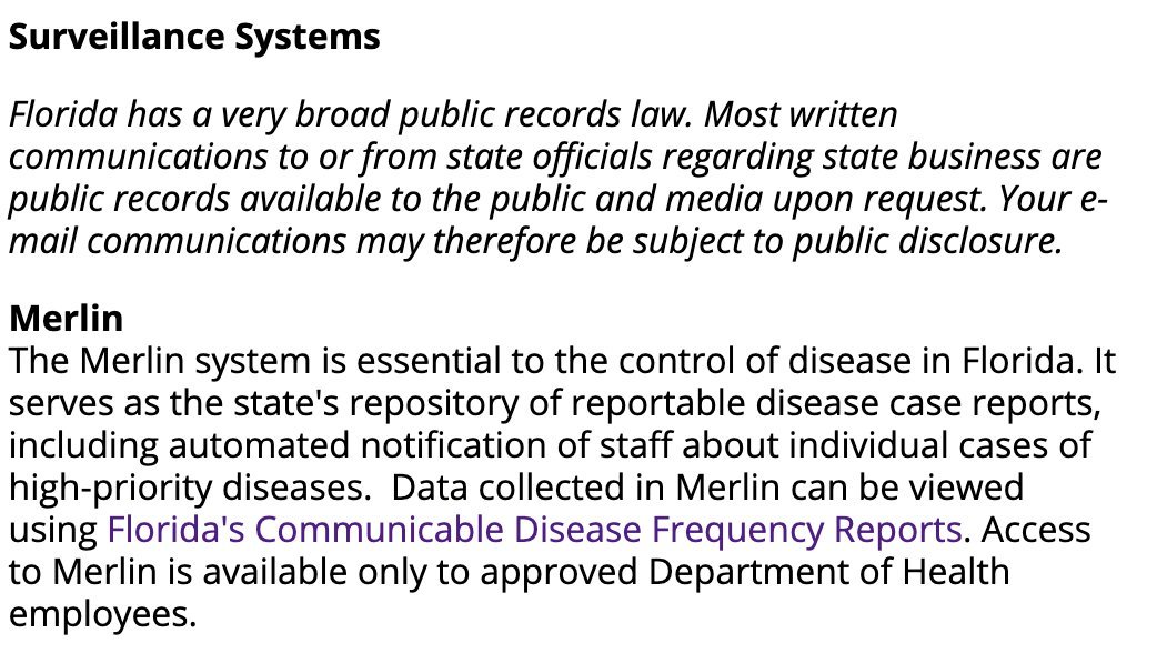 To clarify:"Merlin": Florida's database of reportable disease case reports"The Dashboard": Florida's COVID-19 Data and Surveillance Dashboard, a public website built with ArcGIS  https://experience.arcgis.com/experience/96dd742462124fa0b38ddedb9b25e429Jones administered the dashboard, not the original data.