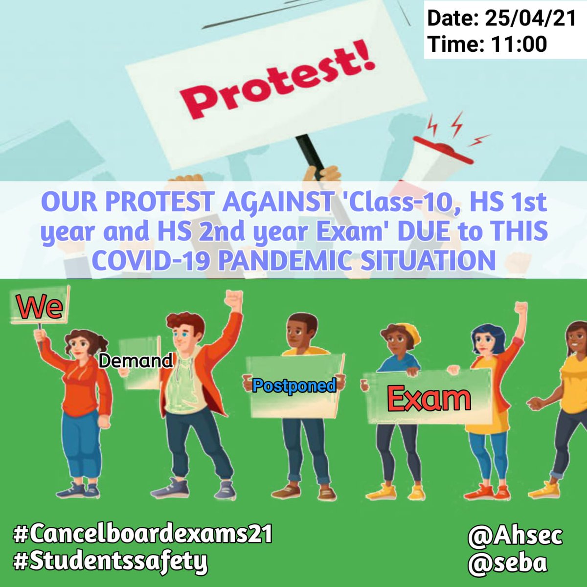 ShivamLodh13's tweet photo. Amid fear of the second wave of COVID-19, students appearing in the HSLC &amp; HS 1st &amp;2nd yr and other upcoming exams have requested Education Minister @himantabiswa to make a fair decision soon
#cancelExamsSaveStudent 
#StudentLivesMatter 
@AhsecSeba
@sarbanandsonwal
@pratidintime https://t.co/eHHPaZZrjx