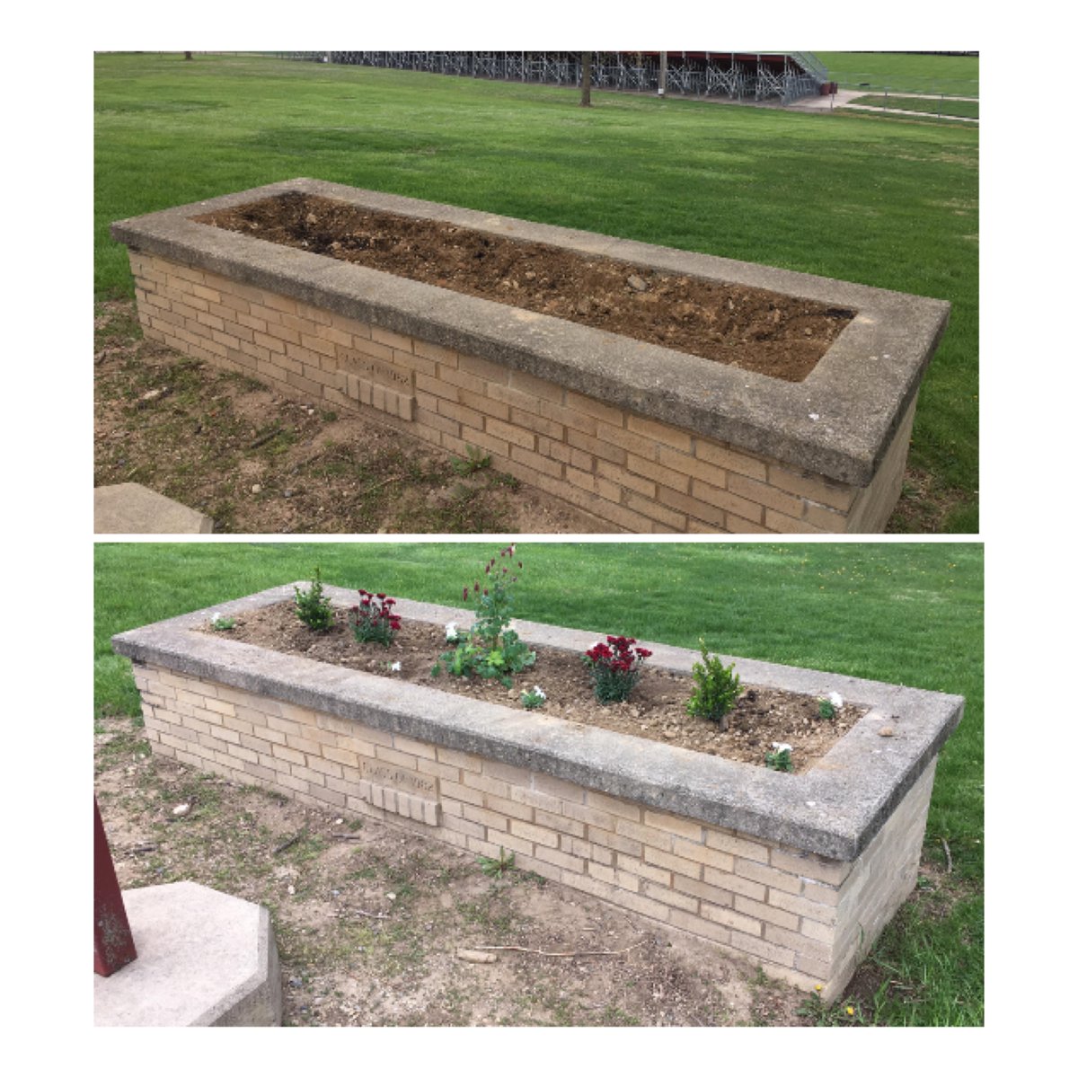 UrbanaOHSchools's tweet photo. Thanks to the #DayofService volunteers from the @M_C_ESC for your hard work on April 24th to plant three flower beds and spread out a large pile of topsoil on the @UrbanaHS_OH campus.  Thanks also to Denise Thiel for donating the plants and shrubs. https://t.co/AuuJLtIFLB