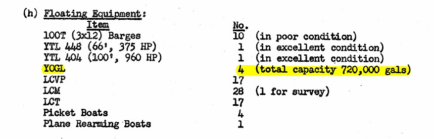 24/, and 95/ in this thread. Then it gets even more interesting when you look at the "Floating Storage Eqt" for Ie Shima & Okinawa attached below.There are only four YOGL between the two bases and none were given numbers.111/