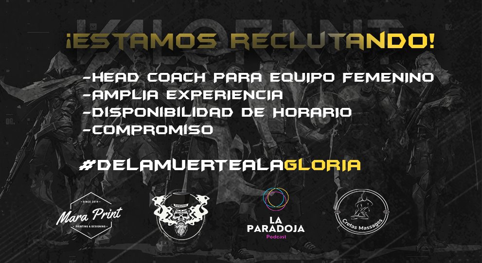 ¡Estamos reclutando!

¡Nuestro roster femenino de Valorant se encuentra en búsqueda de un coach con amplia experiencia!

Si crees que cuentas con lo necesario para ser parte de Valhalla, no dudes en contactarnos.

#DeLaMuerteALaGloria #VALORANT