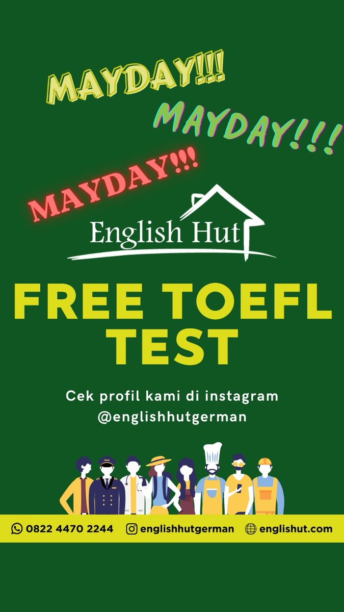 TEST TOEFL gratis memperingati Hari Buruh.
-Pelaksanaan Online (30/4)
-TOEFL PBT equivalent (sertif bs dipake beasisw/lamar kerja)

📍 Dempo 10
💰 Rp. 0

Registrasi via WA klik linktr.ee/englishhut

Ndaftaro mumpung sek ada kuota, heb.

#pasarmingguinfomalang 
<a href="/infomalang/">Info Malang</a>
