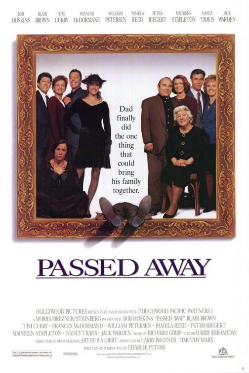 🎬MOVIE HISTORY: 29 years ago today, April 24, 1992, the movie ‘Passed Away’ opened in theaters!

#BobHoskins #BlairBrown #TimCurry #FrancesMcDormand #WilliamPetersen #PamelaReed #PeterRiegert #MaureenStapleton #NancyTravis #JackWarden #DonBrockett #SaraRue @TeriPolo1 #JimCorr