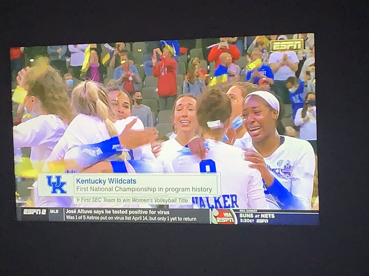 RPHS_Volleyball's tweet photo. WHAT. A. MATCH!!!!!!!! Great effort by both teams but @rreaganruth and her @KentuckyVB teammates have done it!!! First time champs in program history and in @SEC history!! 🎉🎉 these freshman are SPECIAL!!!! Congratulations girls!!! Wow. 💪💜🤍 No one deserves it more!! #PROUD https://t.co/nbu2Q0Uiit