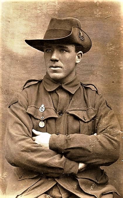 Clarrie Mullarkey.If anyone could identify the badges on his right breast, it would be appreciated.