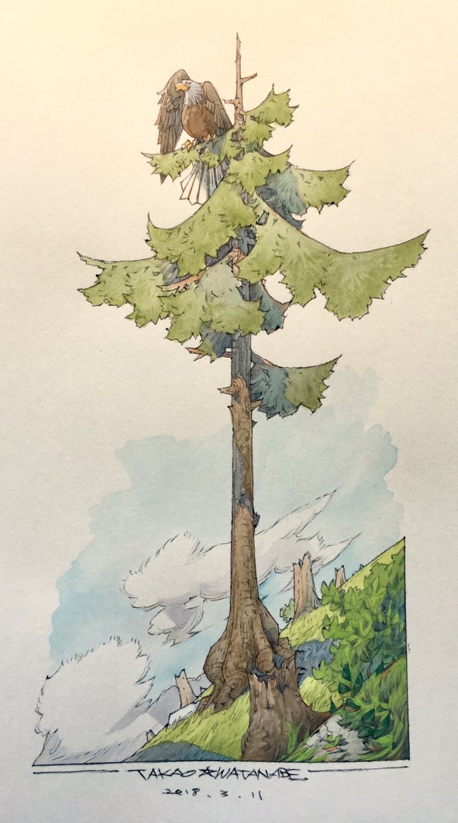 「No.C0052 『遠くを眺める』

?原画を詳しく見る
https://t.c」|渡辺孝夫のイラスト