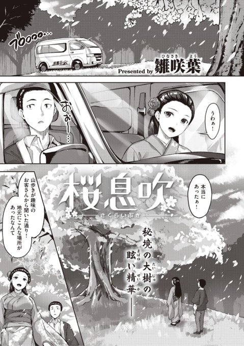 【本日のおすすめ】雛咲葉先生《桜息吹》満開の桜の木の下で振袖を着て写真撮影。その内だんだん開放的な気分になってきて...?♡気になる続きはこちら▷  https://t.co/RcuQJcD2Gh (WEEKLY快楽天No.16掲載) ※イメージ画像と実際の修正方法は異なります。 