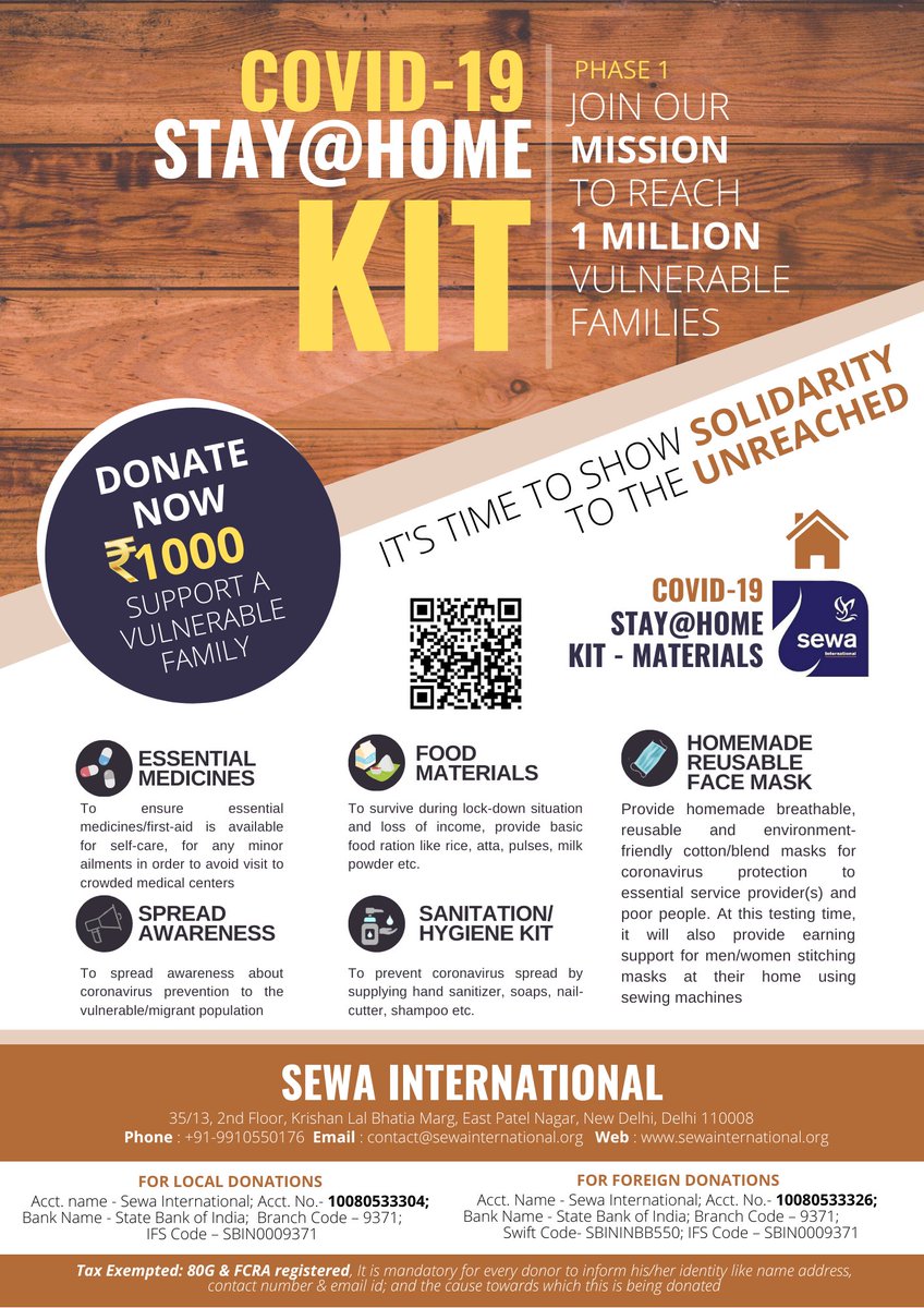  @Sewa_Intl accept foreign donations, have various projects such as this helping prevent further spread  https://www.sewainternational.org/Stay-Home-Kit 