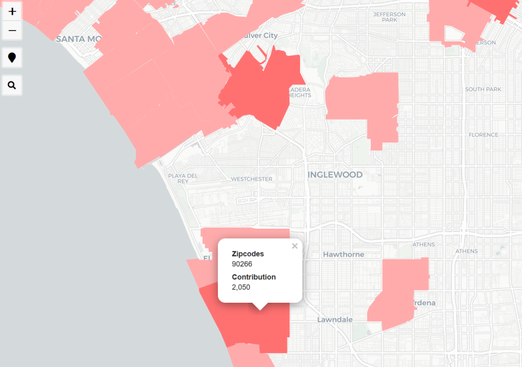 But accounting for just under $15,000 for O'Farrell's 2022 campaign are at least 24 donors identifying themselves as real estate developers or representatives. Zip codes listed for these donors were as far north as Santa Clarita, and as close to the coast as Manhattan Beach.