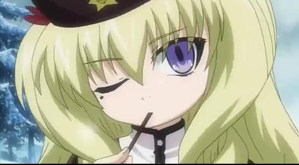 Looks over at the Demon Prince while eating some chocolate.