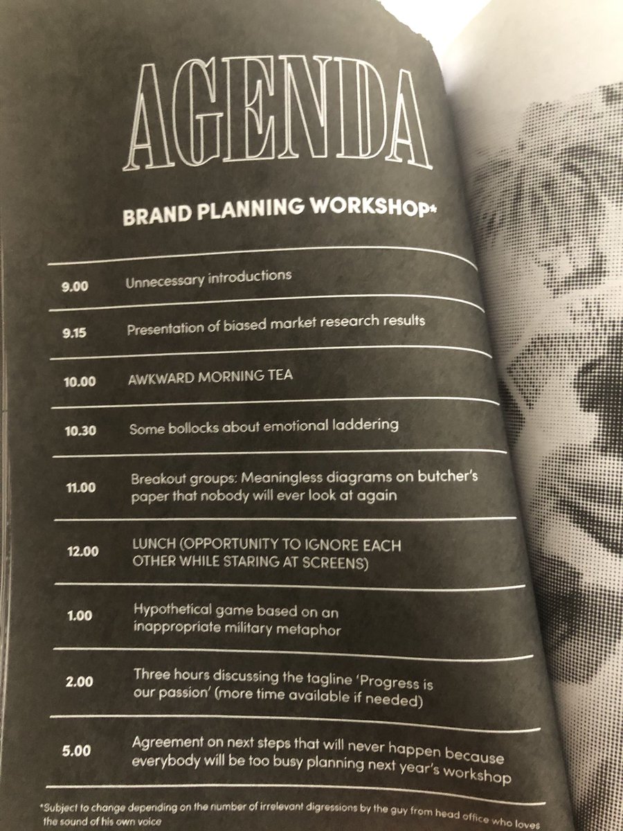 Aaroo06's tweet photo. Every brand planning workshop I’ve attended, both a humorous and depressing reminder. 

From ‘Delusions of Brandeur’ by @Dr_Draper https://t.co/bMKVrooy7s