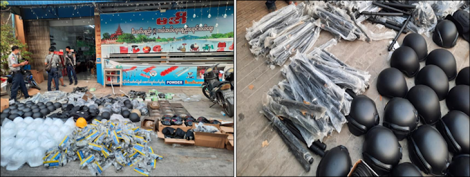 nslwin's tweet photo. On Apr 23, Terrorists (#Myanmar security forces) raided 'Ma Ei' Fire &amp; Rescue Store. Seized all items. On Apr 24, MAL-led SAC Terrorist Group-controlled media &amp; blog portrayed as if they seized weapons from 'Ma Ei' store.

#WhatsHappeningInMyanmar #Apr25Coup #MilkTeaAlliance https://t.co/hql9L1i3NB
