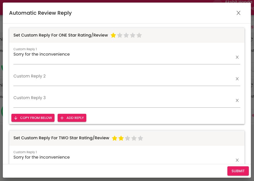 UseJeeMB's tweet photo. Change Log Tweet: Revamped review's reply function is live. You can set a reply for every star rating. You can also set more than 1 reply for any star rating and JeeMB will randomly use one of those replies so that your auto-replies to the reviews don't look boring. https://t.co/EgJ1KuZG79