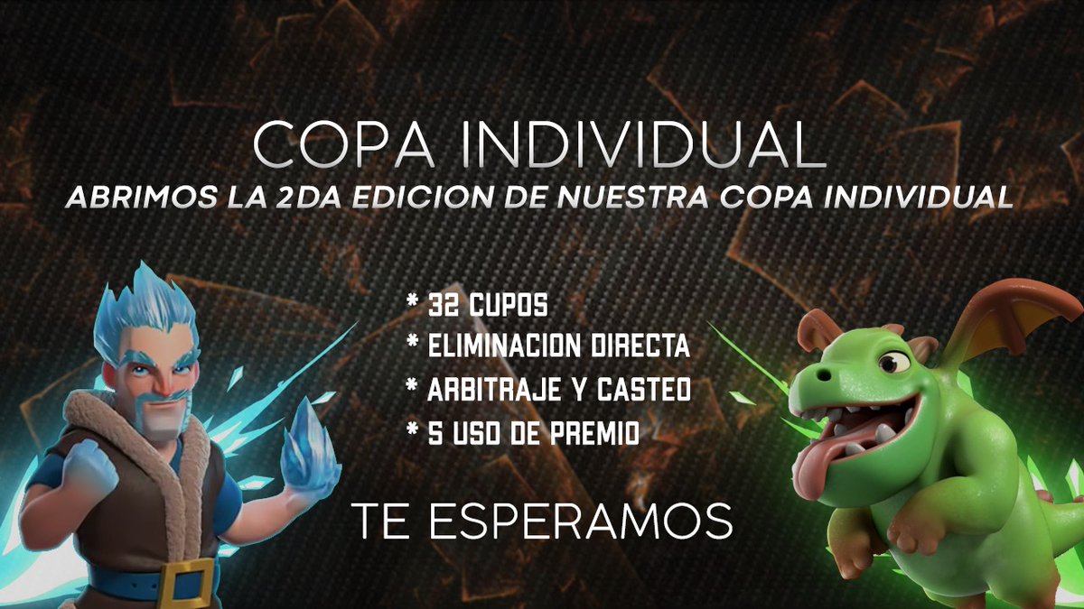 #ClashRoyale 
Nos complace anunciar la #2da edición de nuestra liga individual 

REQUISITOS :
Seguir a:
- <a href="/league_universe/">universe</a> 
- <a href="/Boyka_Cr01/">Boyka</a>  
- @TwentyChriis
- @UnaSimpleNutria

Suscribirse): *twitch.tv/piplup05 

- Etiquetar 3 amigos

Dar RT y ❤️

Pruebas al md💈