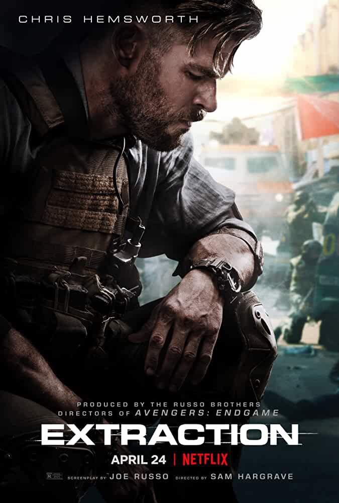 EXTRACTION (2020)Genre: Action, Thriller- Tyler Rake, a fearless black market mercenary, embarks on the most deadly extraction of his career when he's enlisted to rescue the kidnapped son of an imprisoned international crime lord.8.8/10
